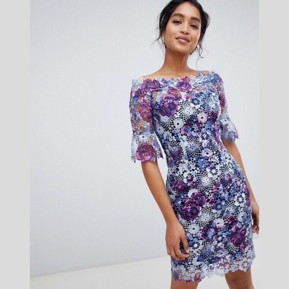 ASOS Paper Dolls Off Shoulder Crochet Midi…
